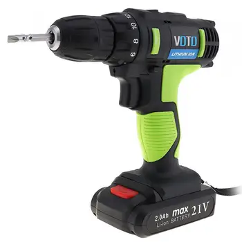 

AC 100-240V Cordless 21V Electric Screwdriver with 2 Lithium Batteries Two-speed for Handling Screws/Punching