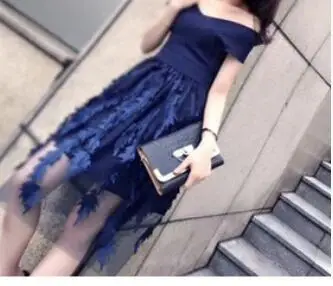 navy blue Женское кружевное сексуальное обтягивающее Бандажное платье, новое летнее сексуальное элегантное эластичное белое черное платье, ретро вечерние платья, женское платье - Цвет: navy blue