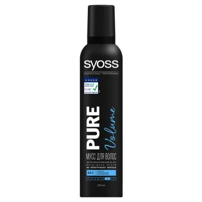 Мусс для волос Syoss Pure Volume, экстрасильная фиксация 4, 250 мл