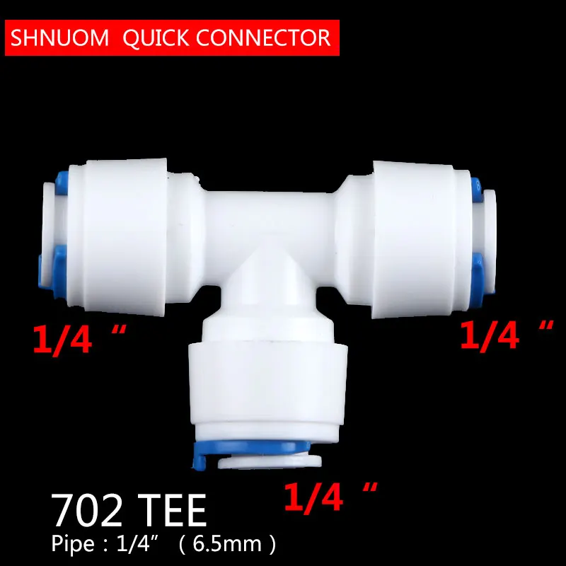 ¼” 3 TREE WAY UNION TEE TUBE QUICK PUSH CONNECT RO REVERSE OSMOSIS WATER FILTER 