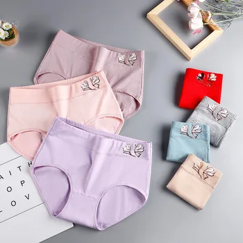 

2PCS/lot 100% Cotton Women underwear Women Sexy Panties middle waist women high quality Antibacterial Briefs Lingeries