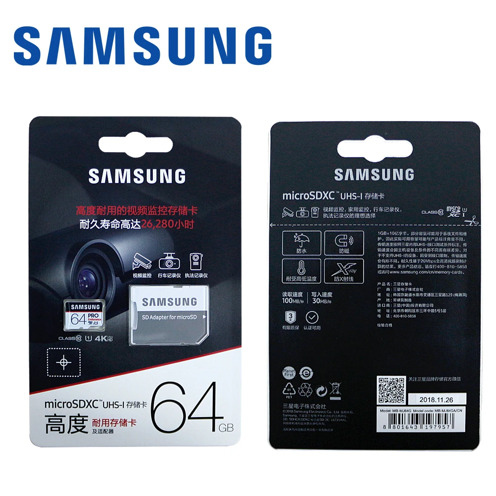 SAMSUNG MicroSD Card PRO 128 Гб карта памяти TF карта 64 ГБ 32 ГБ Транс FlashUHS-I U1 U3 класс 10 SDXC SDHC 4K HD cartao de memoria