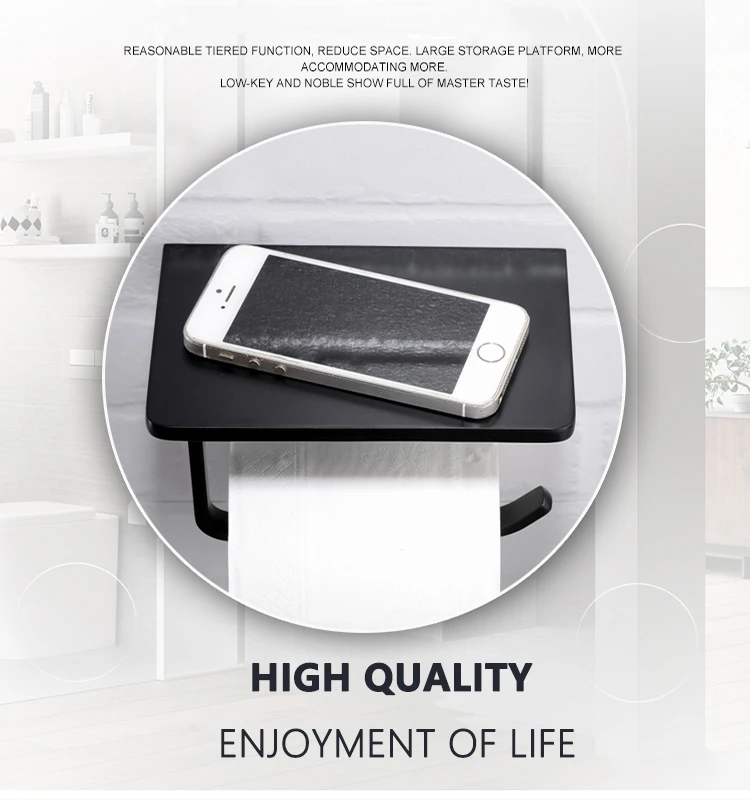 Waterproof Bathroom Paper Holder With Shelf Toilet Paper Rack Tissue Boxes With Storage Shelf