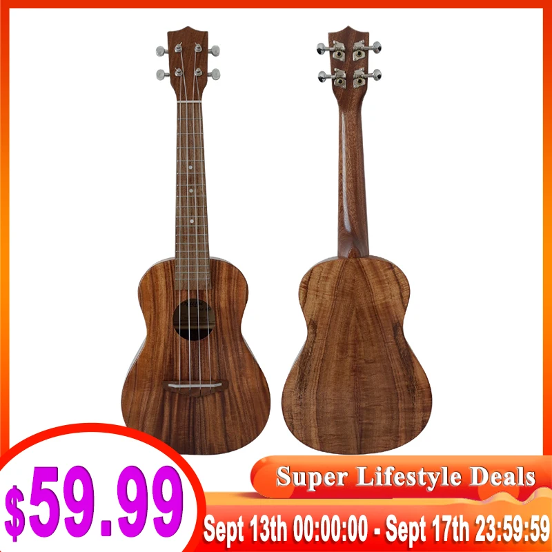 

Aiersi Solid Koa Concert Tenor Hawaii Ukulele 4 String Ukelele 24 inch 26 Inch Guitar string instrument with extra Ukulele Bag