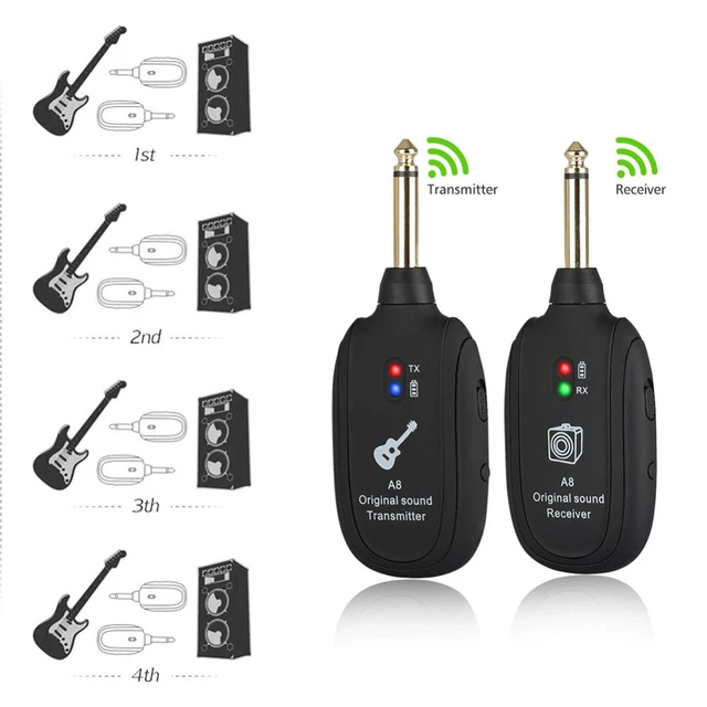 UHF Guitar Wireless System Transmitter Receiver Built-in Rechargeable wireless guitar transmitter 2