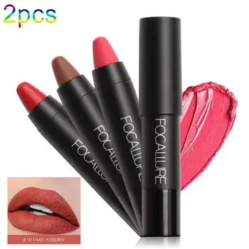 

FOCALLURE 2Pcs Lasting Non Sticky Waterproof Matte Lip Gloss Lipstick Makeup Matte Effect Waterproof Non Sticky Lipstick