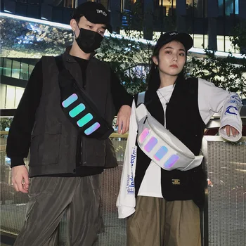 

Chest bag men's shoulder messenger bag soil hi jump di bag reflective riding waist bag fashion bag cute bag