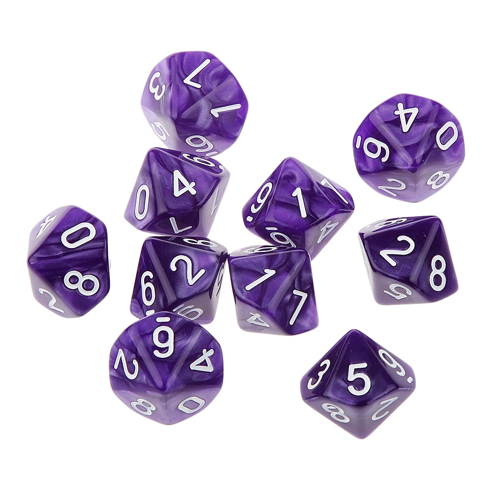 20x 22mm Ten Sided Dice D10 for Playing Dungeons D&D TRPG Roleplay Game Toys Party Gambling Dices Game Digital Dices