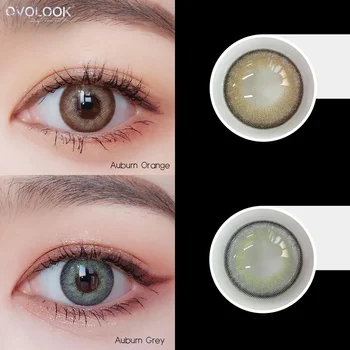 

OVOLOOK-2pcs/pair 2 Tone Colored Lenses for Eyes Contact Lenses AURBURN SERIES 24 Degrees Year Toss Eye Color Lens