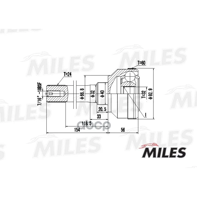 Шрус Land Rover Defender 90/110/Range Rover 2.5td-3.5 70-06 Нар. Abs Miles Ga20197 Miles арт. GA20197