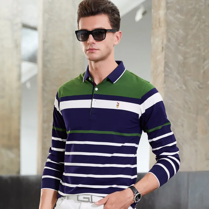 Place Of Origin Supply Of Goods Brand Men'S Wear Spring And Autumn New Style MEN'S T-shirt Pure Cotton Fold-down Collar Pullover