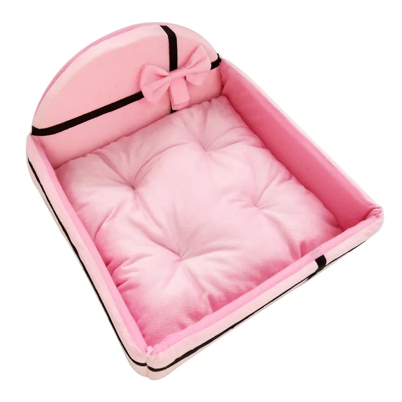 Pink Милый принцесса диван для домашних животных, кровать, зимняя кровать для кошки, мягкая флисовая теплая кровать для собаки, диван-подушка для чихуахуа, померанского питомца, кровати для маленьких собак, XS-L - Цвет: Pink