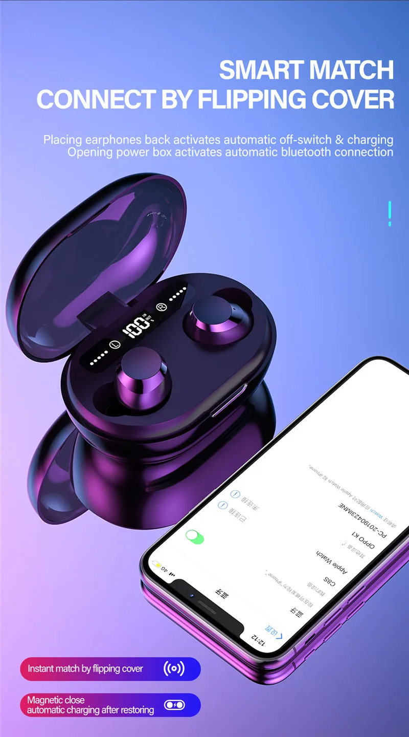 C8S TWS 5,0 Bluetooth наушники 6D стерео беспроводные наушники с двойным микрофоном 3000 мАч светодиодный цифровой внешний аккумулятор шумоподавление Гарнитура