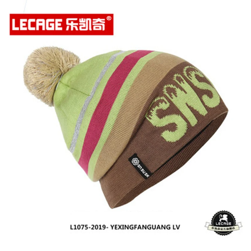 LECAGE Лыжные шапки, отражающие колпачки для катания на лыжах, хлопчатобумажная трикотажная ткань для холодной защиты в стиле хип-хоп, зимние уличные толстые теплые шапки - Цвет: refle green