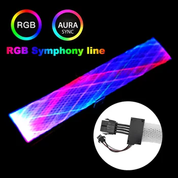 

8-Pin DIY GPU Addressable Extension Cable Accessories Computer Mesh-type 30cm 5V A-RGB Graphic Card Power RGB Synchronous