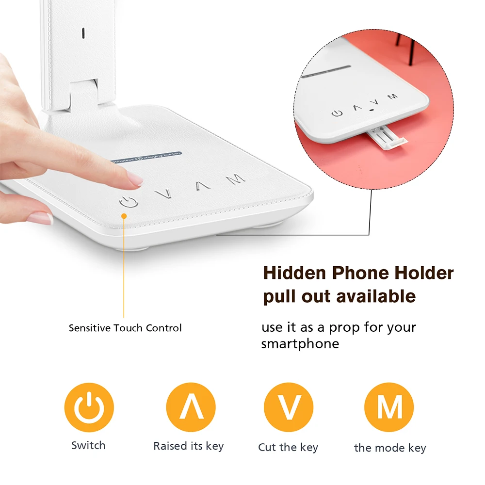 Lâmpada de Mesa com Calendário Proteger para Estudo Luz da Mesa de Carregamento sem Fio Despertador Temperatura Lâmpada Modestável Olho Escritório Led 3 14 led lâmpada de mesa com calendário despertador