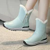 Big Size 42 Plush Winter Shoes Woman White Boots With Fur Autumn Women's Shoes Mid-Calf Leather Snow Boots Waterproof High Shoes ► Photo 3/6