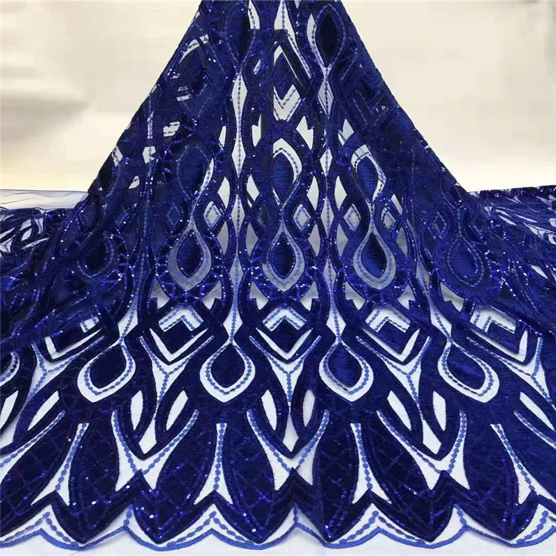 

Beautifical flannel lace fabric 5yards african french net lace best quality royal blue african lace bridal fabric 5yards/lot