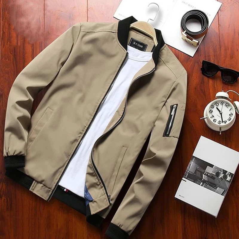 Khaki April MOMO, Весенняя Новинка, мужская куртка-бомбер на молнии, мужская повседневная Уличная одежда в стиле хип-хоп, приталенное пальто-пилот, куртки, мужская верхняя одежда - Цвет: Khaki