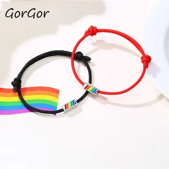

GorGor Women Adjustable Rainbow Bracelet Stainless Steel Rectangular Knotted Bracelet Unisex Fashion Accessories PB-062