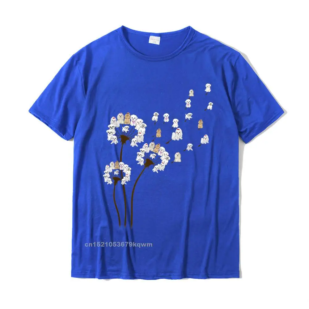 2021 Popular Printed Personalized Short Sleeve T-shirts Summer Autumn O-Neck 100% Cotton Tees for Men T-shirts Fashionable Flower Maltese Dog Dandelion Funny Animal Lover For Boy Girl T-Shirt__3891 blue