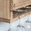 Wooden Wall Mounted Wine Glass Holder Wine Bottle Storage Rack Storage Stand Home Organizer Kitchen Shelf - Light Color 3