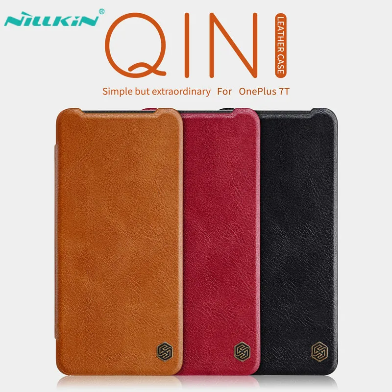 Кожаный чехол книжка NILLKIN для Oneplus 7 T серии Qin кожаный бумажник Pro телефона One plus
