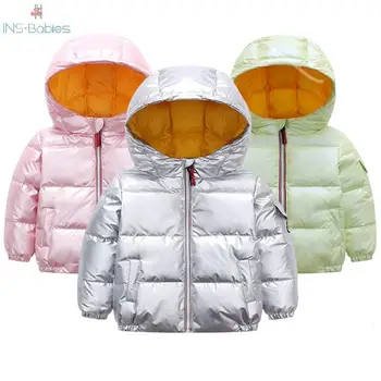 

Winter Children Down Jacket Silver Bright baby girls clothes warm children jacket for boys fashion winter girls jackets 18m-6y