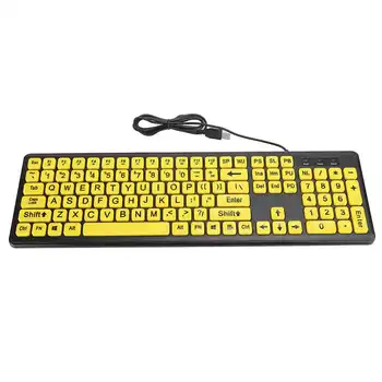 

108 keys USB Wired Keyboard Large Letter Print Yellow Button Keyboard with Bracket for Desktop Laptop Computer Accessories