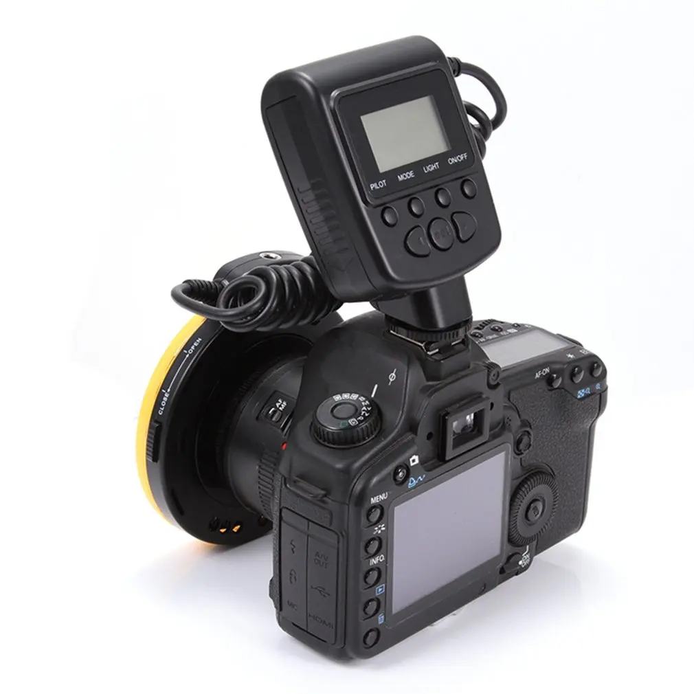 Макро светодиодный кольцевой вспышка для Canon для Nikon для Panasonic для Pentax для Olympus DSLR камеры