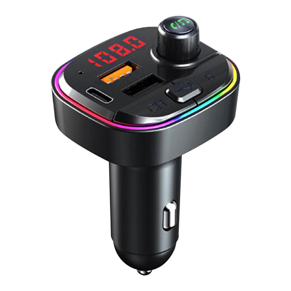 

QC3.0 dual USB car FM transmitter Bluetooth car radio adapter MP3 with colorful ambient light