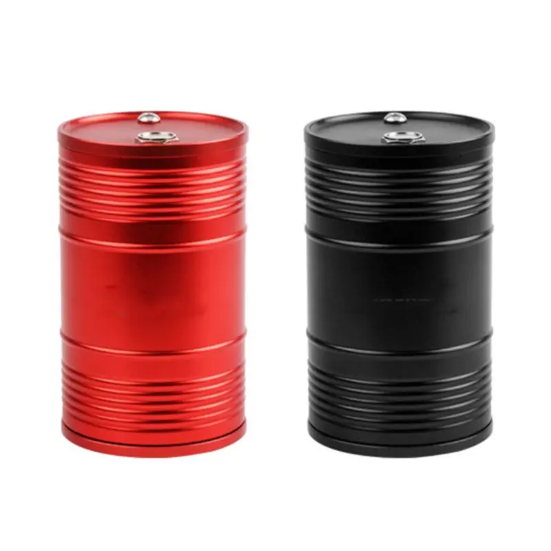 Universal Car Ashtray Portable Ashtray with Lid Aluminum Alloy Oil Drum Shape Detachable High Temperature Resistance Ashtray