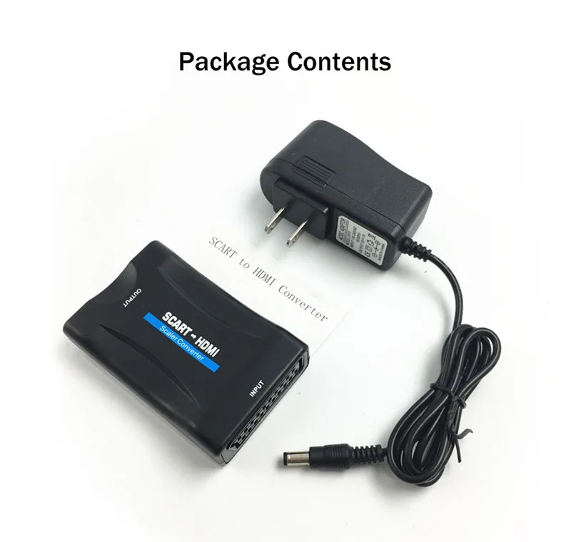 1080P Scart в HDMI конвертер аудио видео адаптер с зарядным адаптером кабель для HD tv Sky Box STB для смартфона HD tv DVD - Цвет: EU Charge adapter