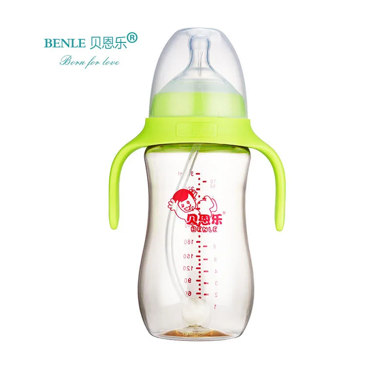

Benle Bain Music Feeding Bottle Wide Mouth Drop-resistant with Leaf Pump Suction Pipes with Handle Baby against Flatulence PPSU
