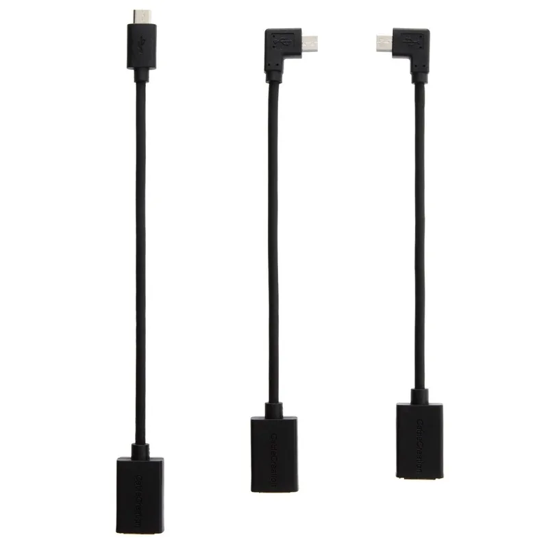 3 шт. в упаковке) Кабель Micro B Male to USB 2,0 A Female OTG, ассорти микро-usb угол направления,(прямой, левый угол, правый угол