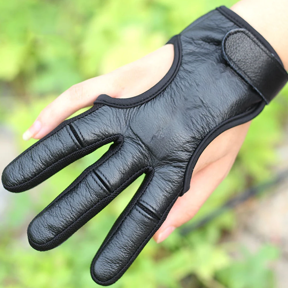 

1pc Hunting Tab Guard Archery Glove 3 Finger Protective Accessory Safety Bow Thickened Genuine Leather Anti-slip Soft Gear