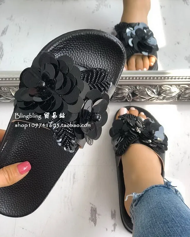 

Women Summer Slippers Sequins Flat SOFT Flat Shoes41