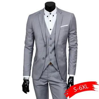 

( Jackets + Vest + Pants ) New 2020 Fashion Boutique Pure Color Groom Wedding Dress Suits Men Slim Formal Business Blazer Suits