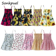 Детские платья для девочек, детское платье принцессы, сарафан с цветочным принтом для малышей 1, 2, 3, 4, 5, 6, 7 лет, летнее элегантное платье для девочек