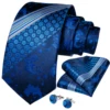 Men's Tie Handkerchief Cuffink Necktie Set Jacquard Woven Silk blue Wedding Formal Business Party Necktie ring set DiBanGu ► Photo 2/6