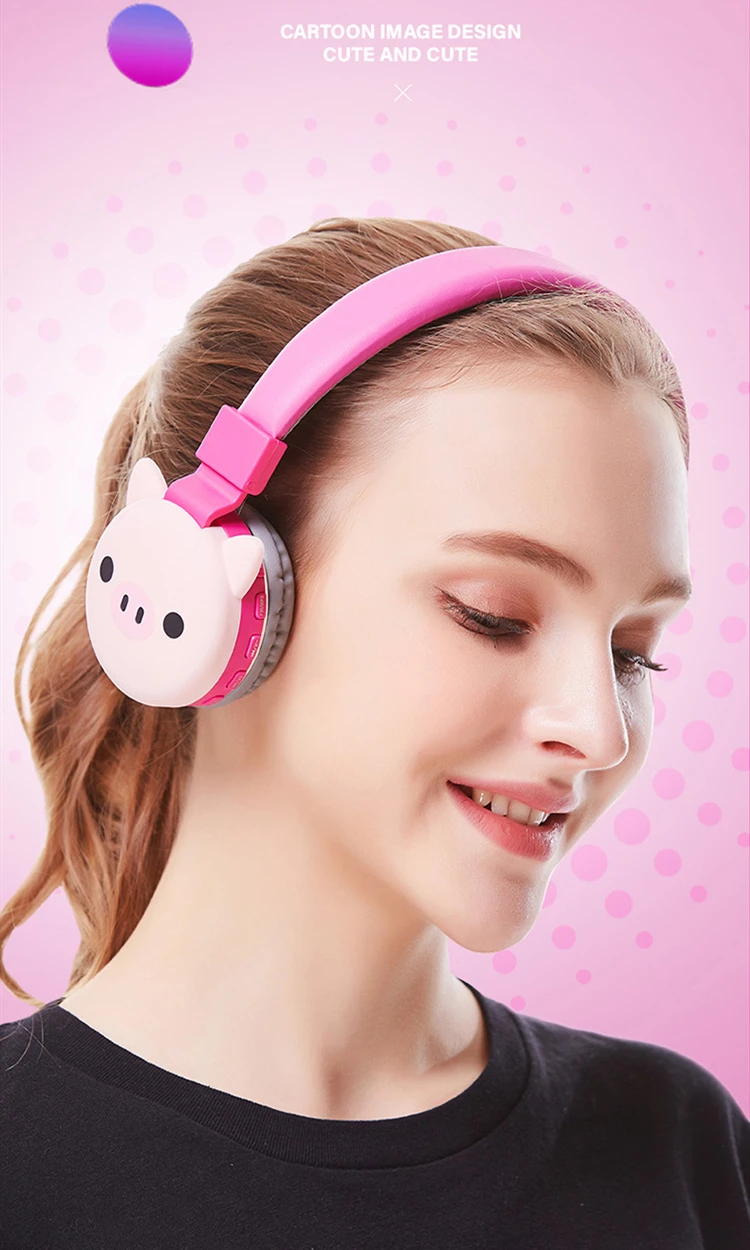 Cute Wireless Bluetooth Ear Headphones Earphone For Young People Kids Foldable Stereo Headset 3 5mm Plug With Mic FM Radio