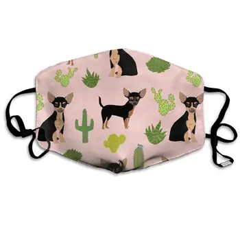 

Chihuahua Cactus Fabric Washable Reusable Mask, Cotton Anti Dust Half Face Mouth Mask For Kids Teens Men Women With Adjustable