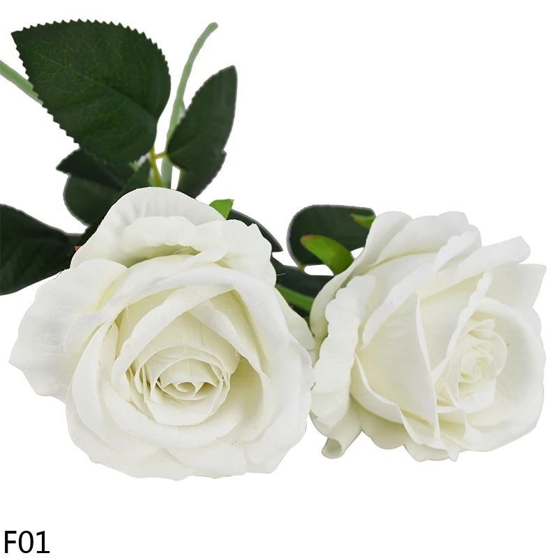 F01 white 2/3/5 шт Красный искусственный цветок розы Букет роз из шелка, украшение из искусственных цветов для дома Декоративные Свадебная вечеринка украшения в форме цветка на День святого Валентина - Цвет: F01 white