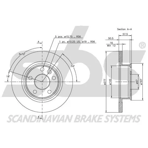 Диск тормозной передний VW T2 84-91 sbs 1815204730