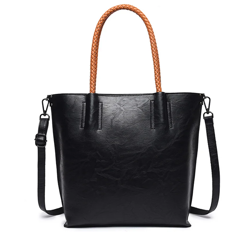 

Retro Oil Wax Leather Luxury Handbag Designer Women's Casual Handbags Large Capacity 2020 Handbags High Quality Flagship Women