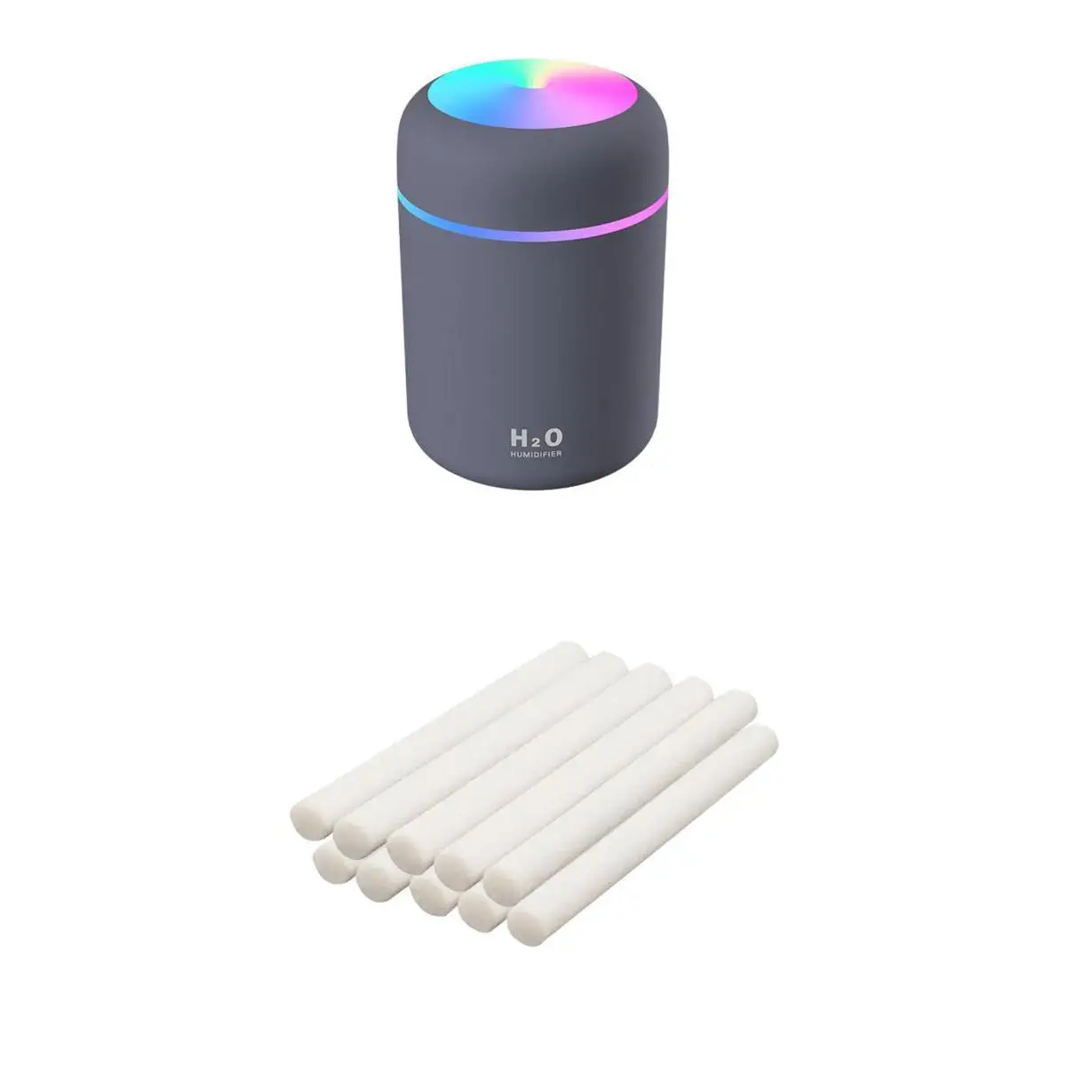 USB Essential Oil Diffuser Air Humidifier Gray + 10pcs Cotton Filter Sticks
