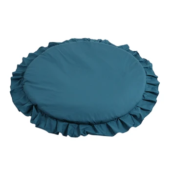 

Soft Breathable Baby Play Mat Round Ruffled Soft Cotton Crawling Pad Floor Game Rug,1Pcs,41.3In,Blue