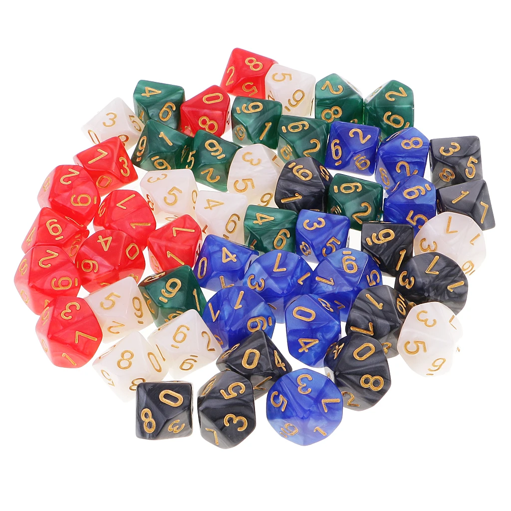 Набор из 50 D10 игральных костей 16 мм Multisided Die W/Dice мешок для детей Детский подарок