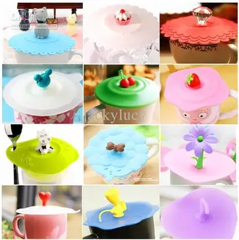 

10 CM Diameter Cute Silicone Leak Proof Cup Lid Cartoon Design Resistant High Temperature Leak-proof Dust Cup Cover Home Desktop