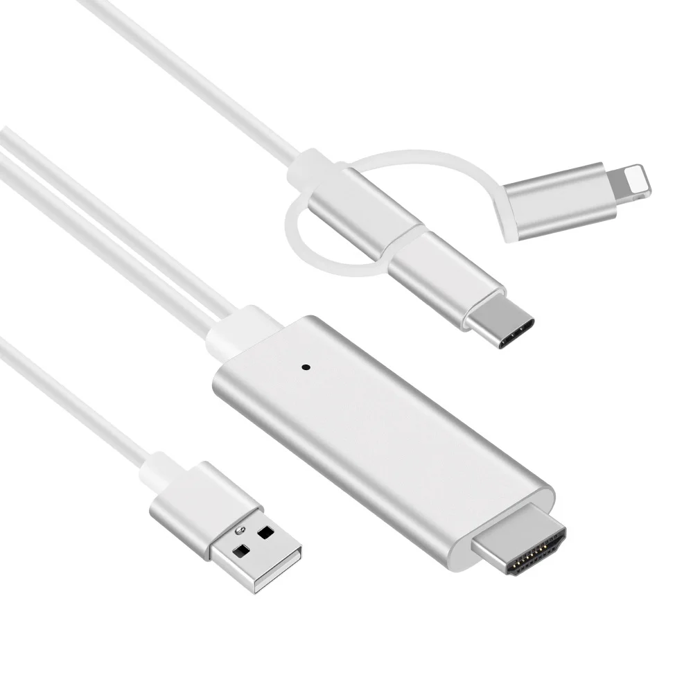 1 м 3в1 такой же экран HDMI кабель для ios android type-c мобильного телефона